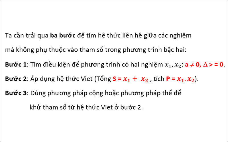 Cách tìm hệ thức liên hệ giữa hai nghiệm của phương trình